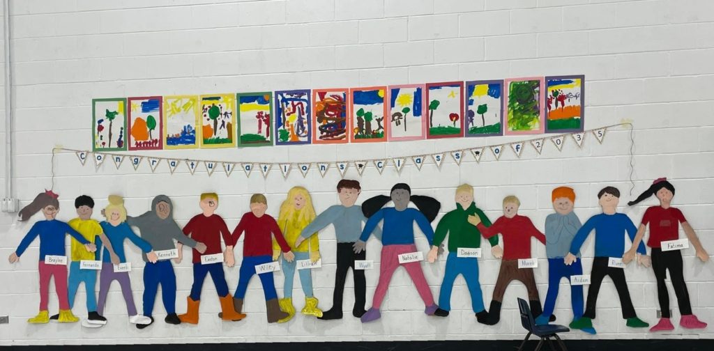 Foster inclusiveness and diversity by tracing life-size children's bodies and painting their self-portraits.