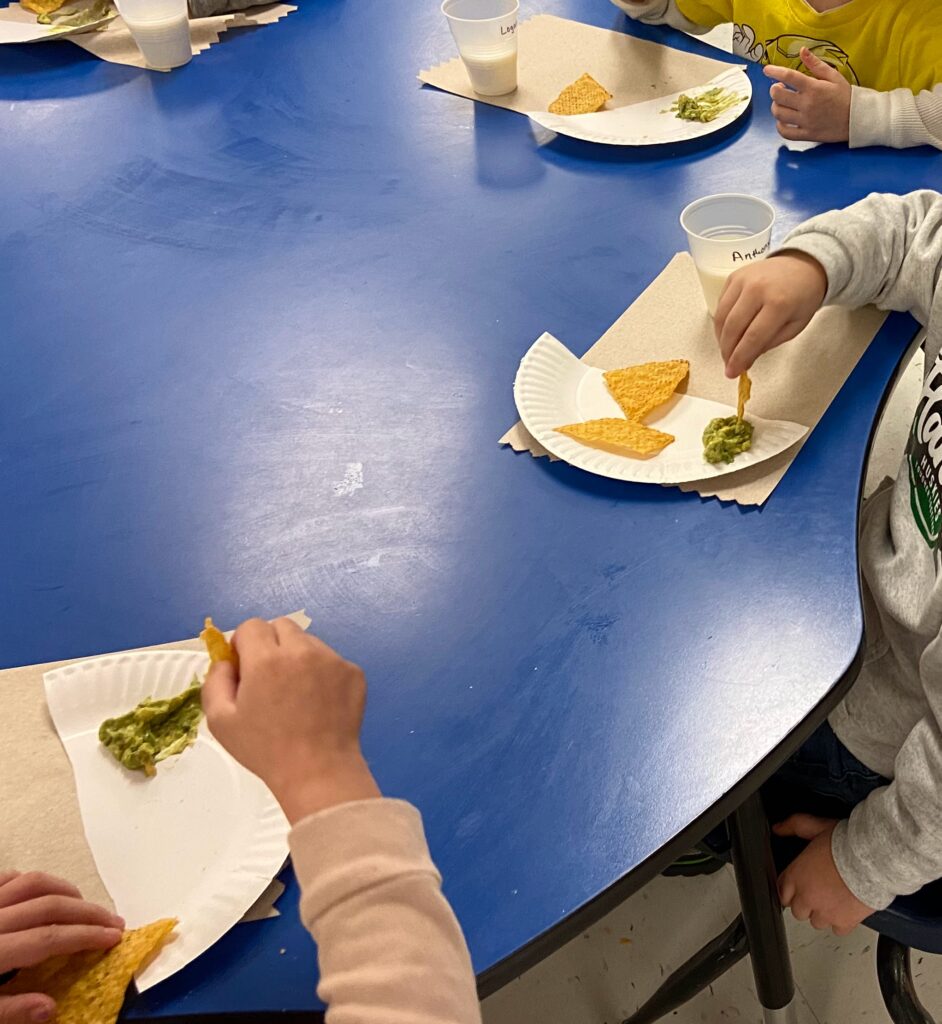 Simple Activities for Preschoolers.  Fresh Guacamole and chips