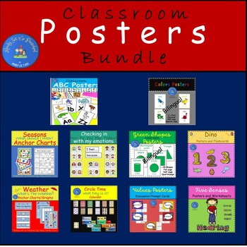 How to be a successful Preschool teacher by decorating the walls with engaging visuals.  Classroom Posters Bundle